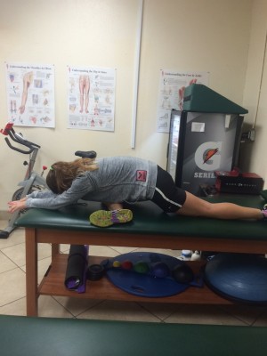 Piriformis and Glute Max Stretch. Can also be done on floor.